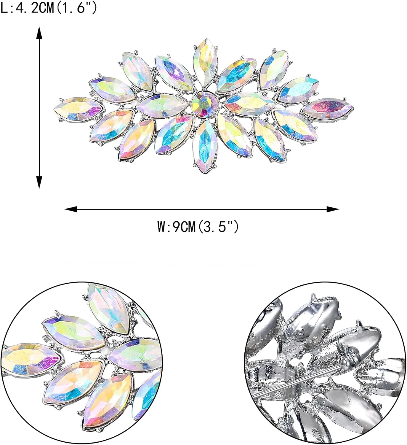 EVER FAITH Elegant Wedding Corsage Jewelry Marquise Crystal Booming Flower Brooch Pin for Women