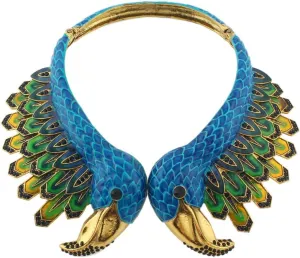 EVER FAITH Vintage Style 2 Flamingo Statement Choker Necklace Austrian Crystal Gold-Tone for Feast,Ball