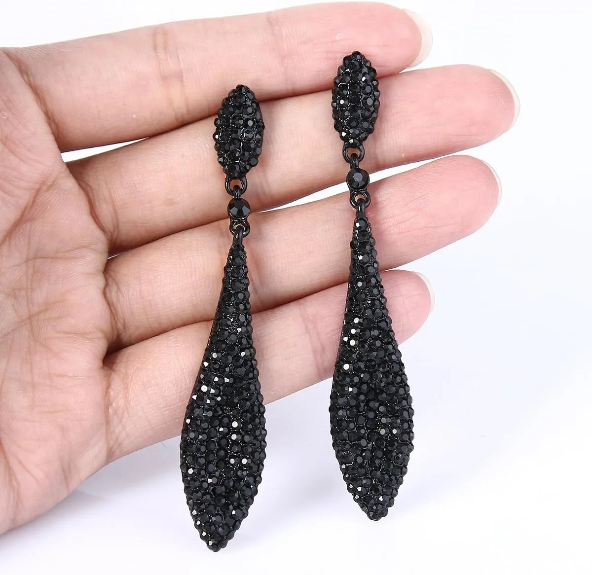 EVER FAITH Women's Austrian Crystal Double Waterdrop Pierced Dangle Earrings
