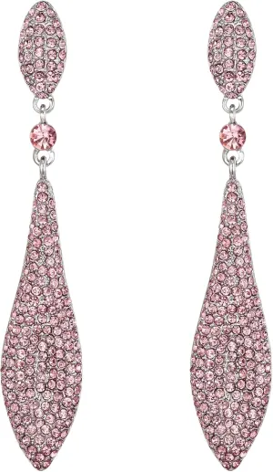 EVER FAITH Women's Austrian Crystal Double Waterdrop Pierced Dangle Earrings