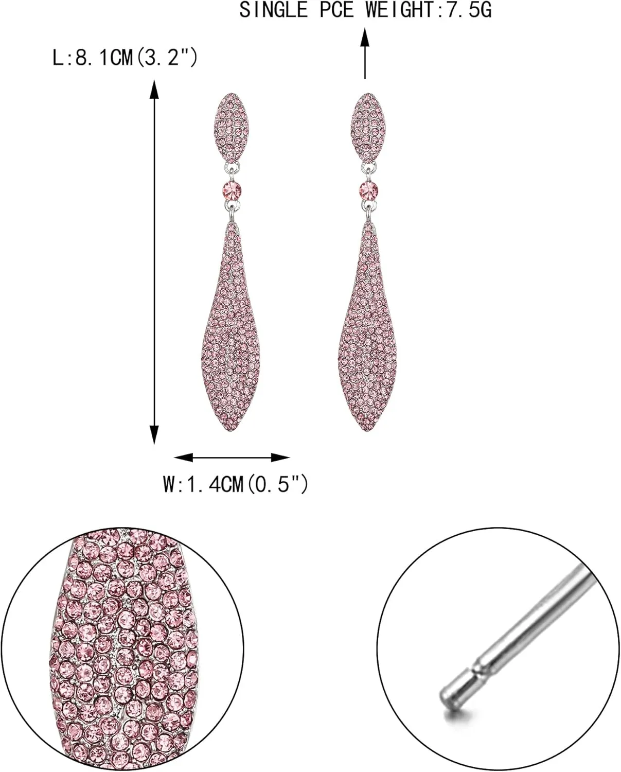 EVER FAITH Women's Austrian Crystal Double Waterdrop Pierced Dangle Earrings