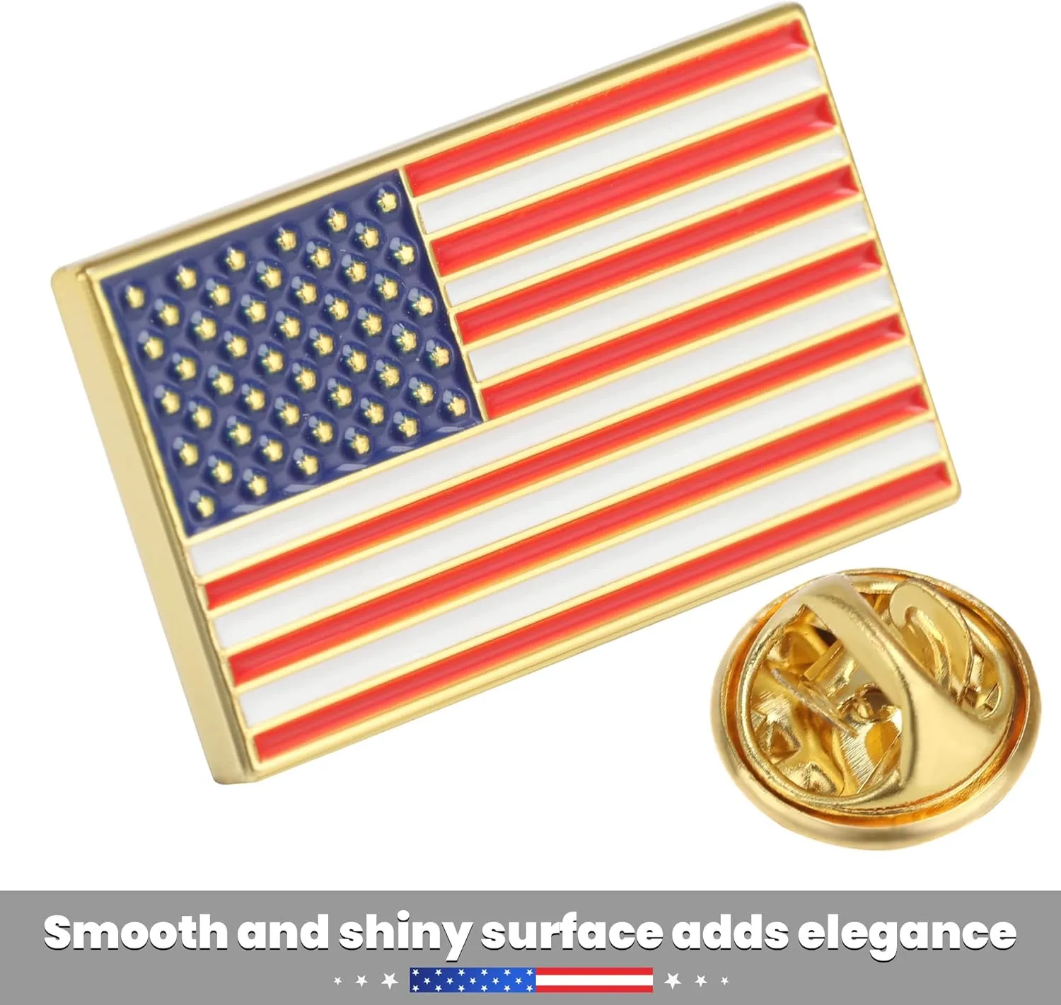 Exquisite American Flag Lapel Pin 10 PACK -The Stars and Stripes Flag Pins, Solid Metal US Flag Lapel Pin for Memorial Day, Flag Day, Independence Day, Veterans Day