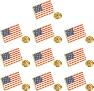 Exquisite American Flag Lapel Pin 10 PACK -The Stars and Stripes Flag Pins, Solid Metal US Flag Lapel Pin for Memorial Day, Flag Day, Independence Day, Veterans Day
