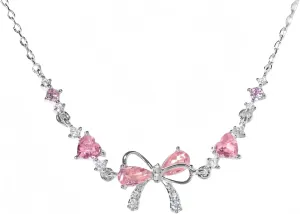 Exquisite Bow Zircon Bracelet/Necklace - Friendship Is Like A Bow Tied Around Each Other,Adjustable Love Knot Pink Zirconia Friendship Bracelet/Necklace