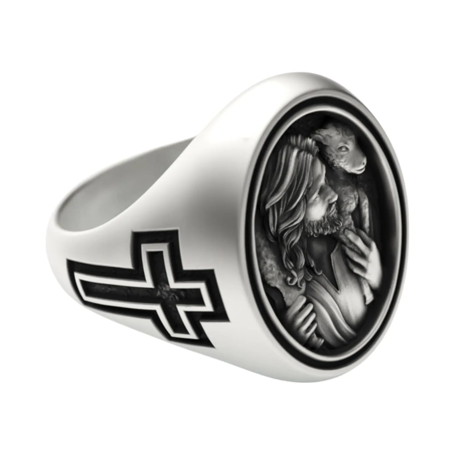 Exquisite Jesus the Good Shepherd Ring 925 Sterling Silver Detailed Craftsmanship Inspirational Religious Jewelry