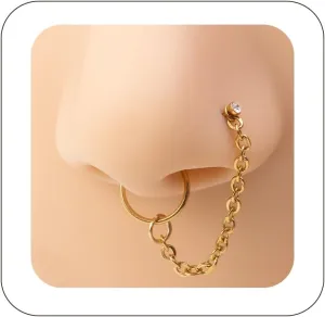 Fake Nose Rings Nose Studs Nose Chain Piercing Across Nose Indian Nose Rings with Chain Face Jewelry for Women