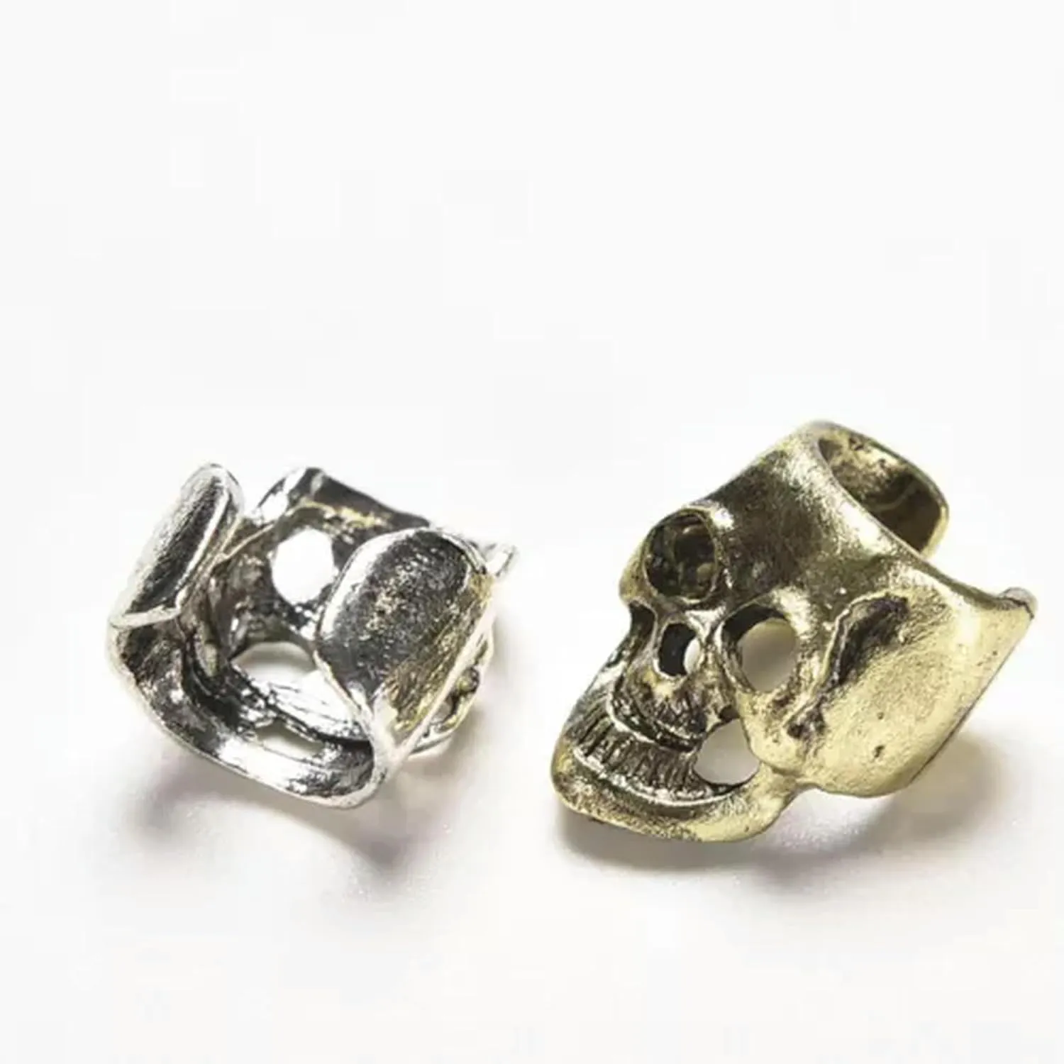 Fashion Gothic Punk Skull Ear Cuff Wrap Clip on Earring No PiercinY_yi-2 PCS/Silver