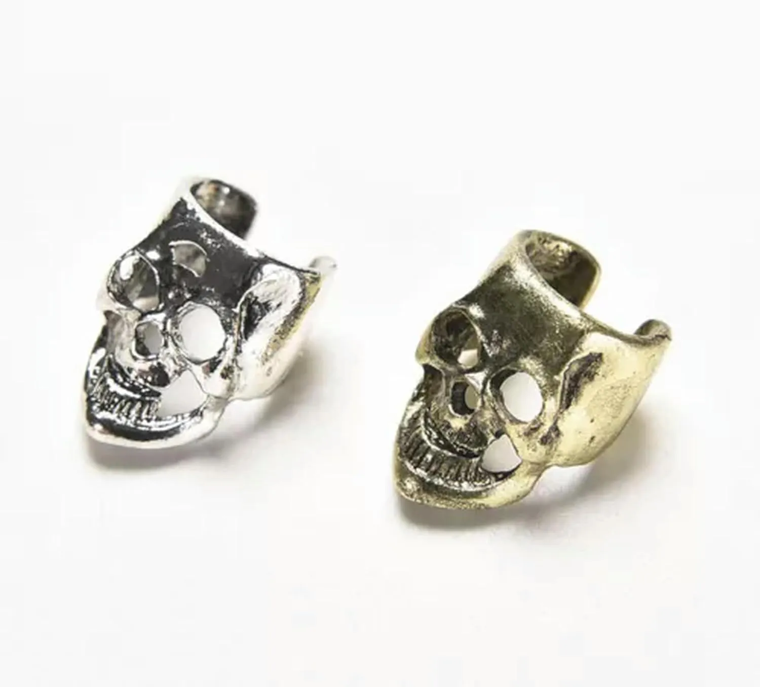 Fashion Gothic Punk Skull Ear Cuff Wrap Clip on Earring No PiercinY_yi-2 PCS/Silver