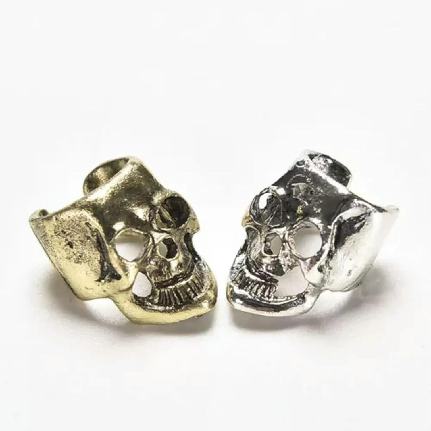 Fashion Gothic Punk Skull Ear Cuff Wrap Clip on Earring No PiercinY_yi-2 PCS/Silver