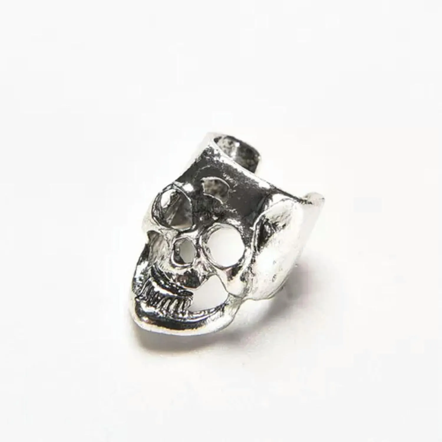 Fashion Gothic Punk Skull Ear Cuff Wrap Clip on Earring No PiercinY_yi-2 PCS/Silver