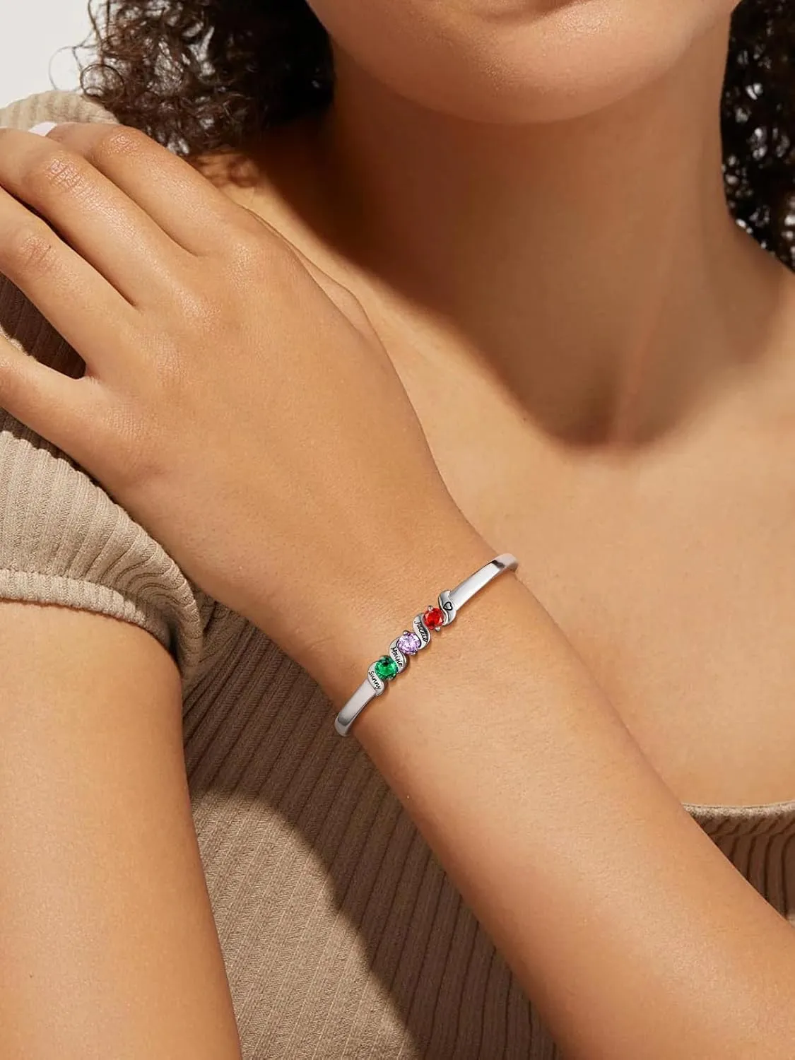 FindChic Customized Birthstone Bracelets for Women Girls Gold/Platinum Plated Cuff Bracelet Infinity Crystal Bracelets Birthday Gift for Mom, with Gift Box