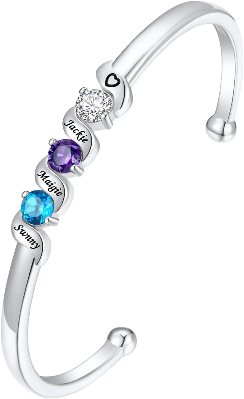 FindChic Customized Birthstone Bracelets for Women Girls Gold/Platinum Plated Cuff Bracelet Infinity Crystal Bracelets Birthday Gift for Mom, with Gift Box