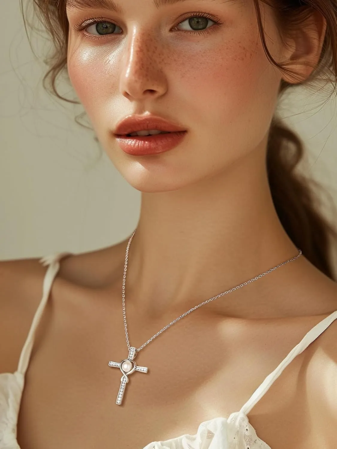 FindChic Sterling Silver Freshwater Pearl Necklaces for Women with 12 Birthstone/Heart/Infinity/Cross Pendant Fine Jewelry Valentine's Day Gift for Mom Daughter Gf, with Gift Box