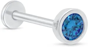 Flat Back Earring in 14K Yellow Gold - Internally Threaded & Hypoallergenic SINGLE Stud for Women - Pink Opal Round Cubic Zirconia Gemstone Jewelry for Lobe, Helix, Conch, Tragus & Cartilage Piercing