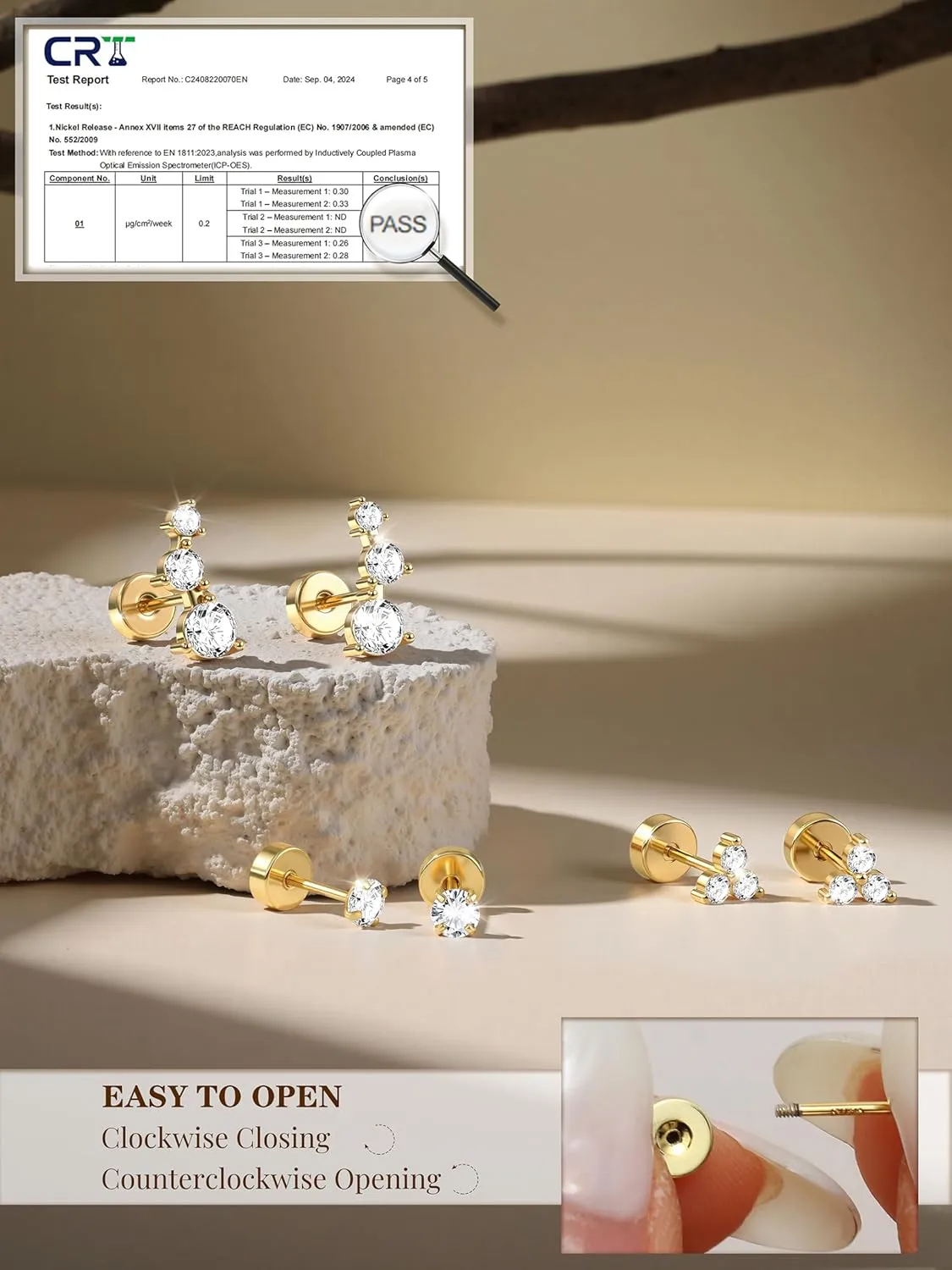 Flat Back Sterling Silver Gold Stud Earrings for Women Hypoallergenic 14K Gold Plated Earrings for Sensitive Ears Women 2025 Butterfly Flower CZ Cartilage Earring Stacks Helix Tragus Piercing Jewelry