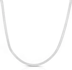 Floreo 14k White Gold 3mm Solid Herringbone Chain Necklace
