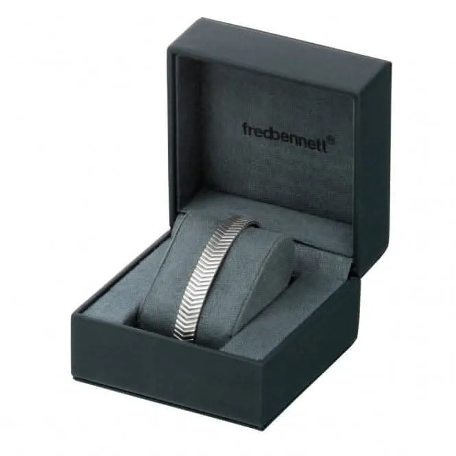 Fred Bennett Stainless Steel Black Leather Thin Bracelet B4915