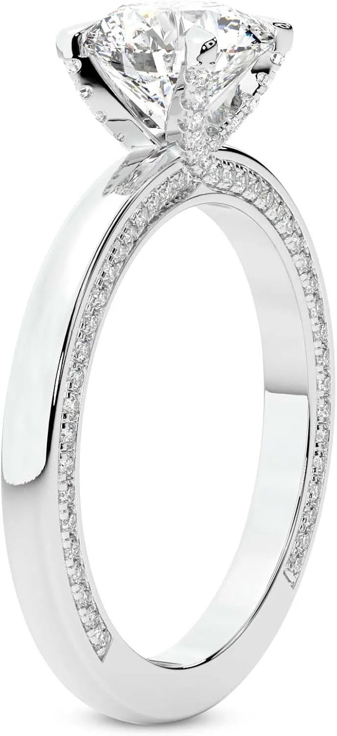 FRIENDLY DIAMONDS Lab Grown Diamond Ring For Women IGI Certified | 1-5 Carat Edith Diamond Studded Petite Solitaire Diamond Ring | 14K Or 18K White, Yellow Or Rose Gold | FG-VS Qualit