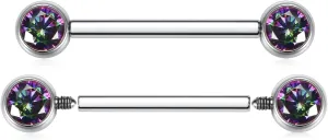 FUNLMO 1 Pair 14G Nipple Rings Flat Back Nipple Piercing Jewelry G23 Titanium Nipple Jewelry Internally Threaded Nipple Barbell Tongue Bridge Piercing Jewelry for Women