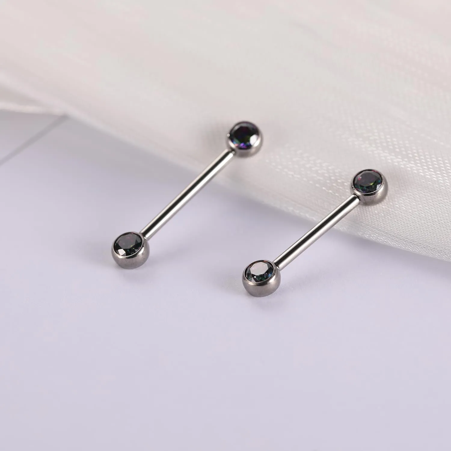 FUNLMO 1 Pair 14G Nipple Rings Flat Back Nipple Piercing Jewelry G23 Titanium Nipple Jewelry Internally Threaded Nipple Barbell Tongue Bridge Piercing Jewelry for Women