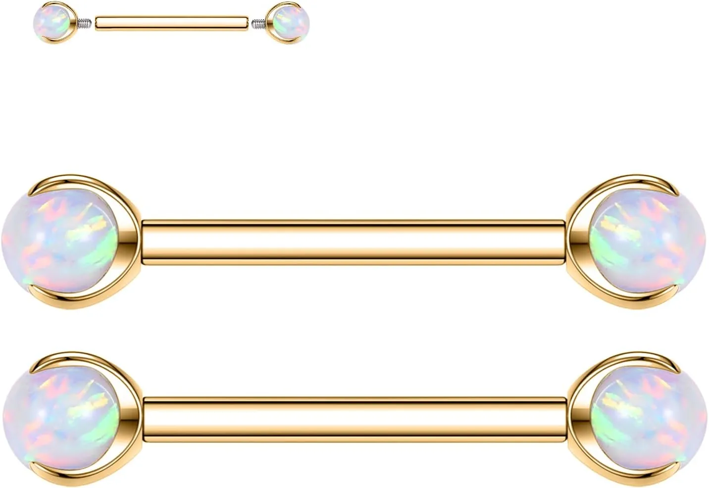 FUNLMO 1 Pair Nipple Rings G23 Titanium Nipple Piercing Jewelry Tongue Rings Internally Threaded Nipple Jewelry Bridge Piercing Jewelry 16G 14G 12G 12mm-18mm