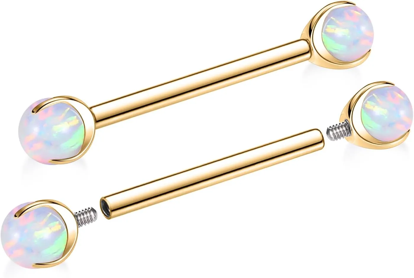 FUNLMO 1 Pair Nipple Rings G23 Titanium Nipple Piercing Jewelry Tongue Rings Internally Threaded Nipple Jewelry Bridge Piercing Jewelry 16G 14G 12G 12mm-18mm