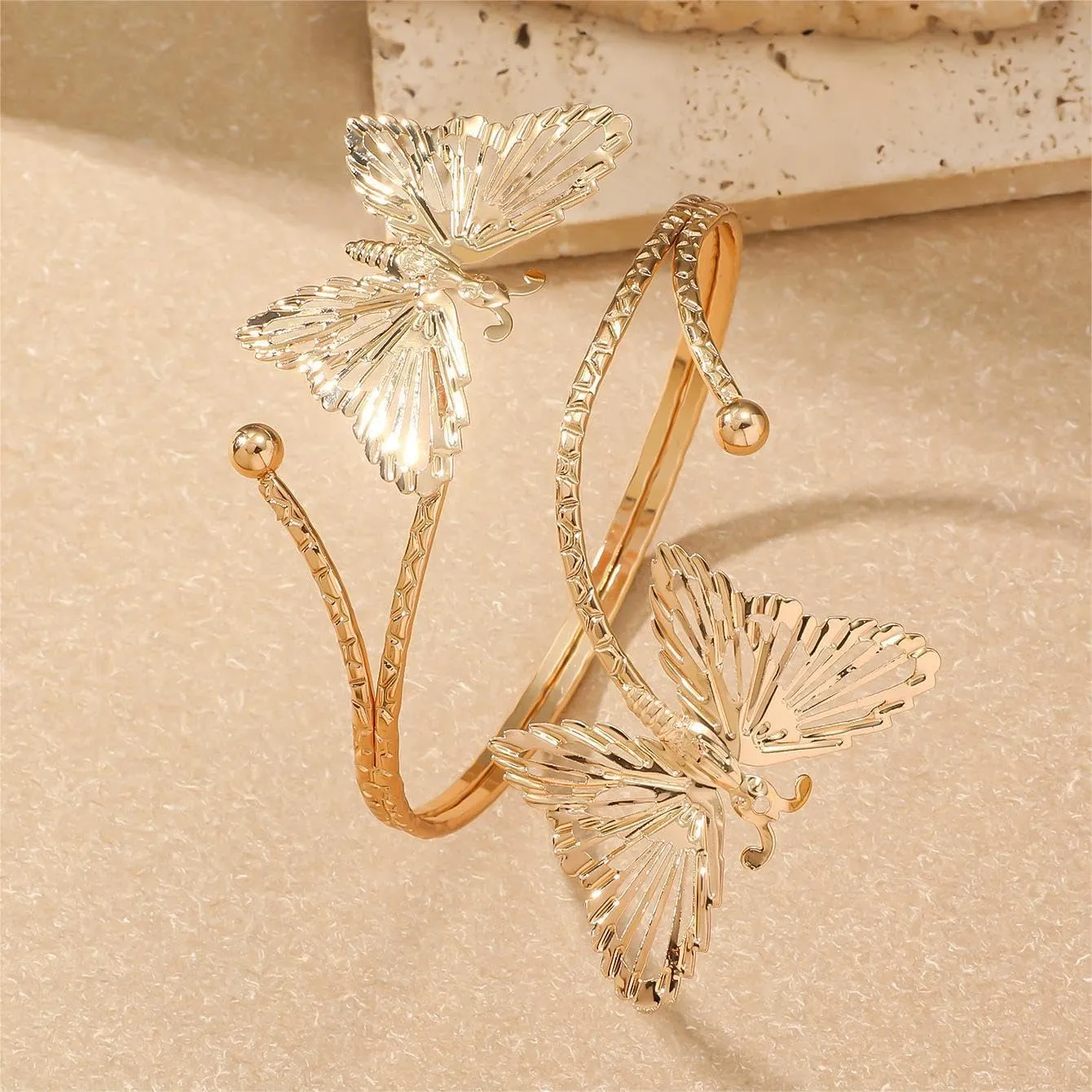 Fuqimanman2020 Upper Arm Cuff Bracelet Bangle for Women Gold Silver Boho Flower Butterfly Sun Moon Armlet Bracelet