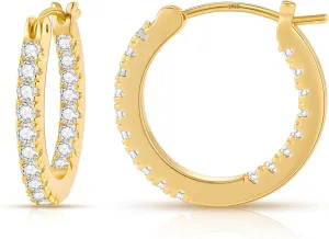Gacimy Gold Hoop Earrings for Women, 15-30mm Cubic Zirconia, 14k Gold Plated with Sterling Silver Post