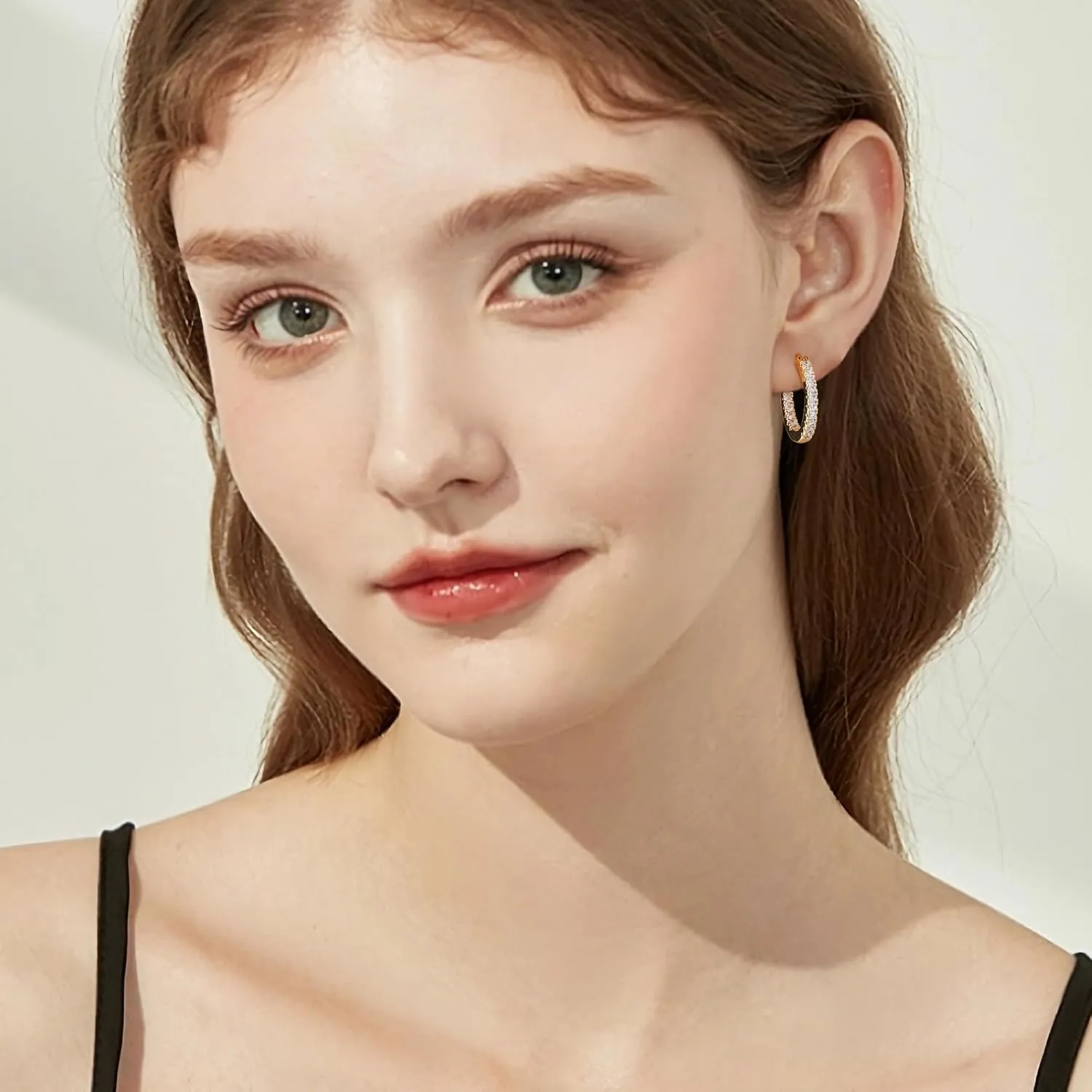 Gacimy Gold Hoop Earrings for Women, 15-30mm Cubic Zirconia, 14k Gold Plated with Sterling Silver Post