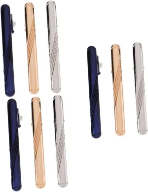 GALPADA Blue Striped Collar Clip Tie Pinch Clips Wedding Ties Clip Business Ties Clip Neck Tie Pin Clips Tie