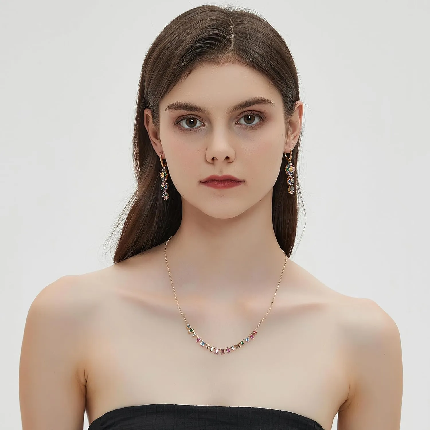G&GEMSJEW Sparkling 14K Gold Plated Cubic Zirconia Necklace for Women | Elegant Everyday Jewelry Gifts for Wife, Girlfriend | Birthday, Anniversary, Bridesmaid Party Accessories