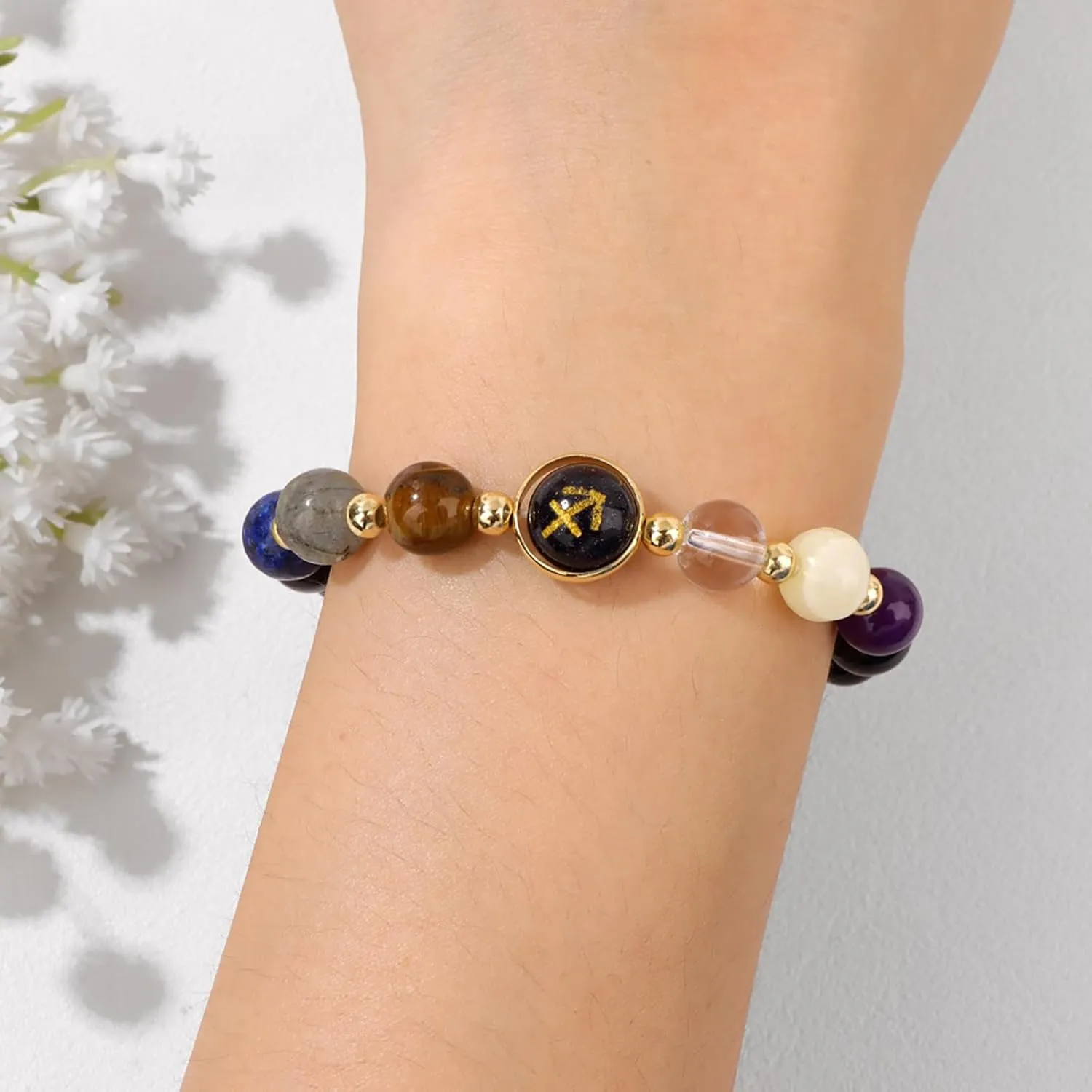 Gemini Bracelet for Women 8mm 12 Constellation Bracelet Men Beaded Bracelet Healing Stone Bracelet Crystal Bracelets Gemstone Bead Bracelets Gemini Birthstone Gifts for Women