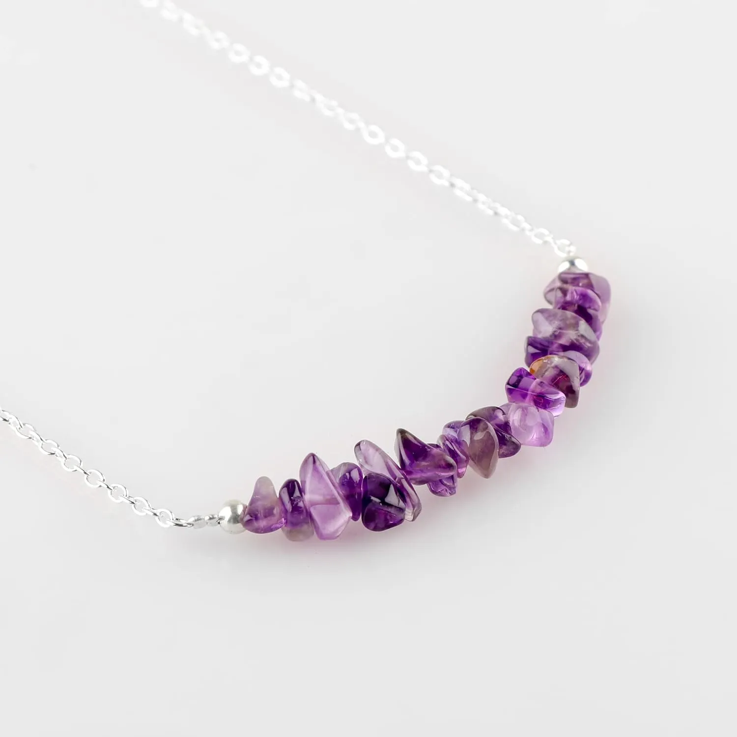 Gempires Purple Amethyst Crystal Necklace February Birthstone Gifts Hypoallergenic 18 Inch Silver Plated Jewelry For Women