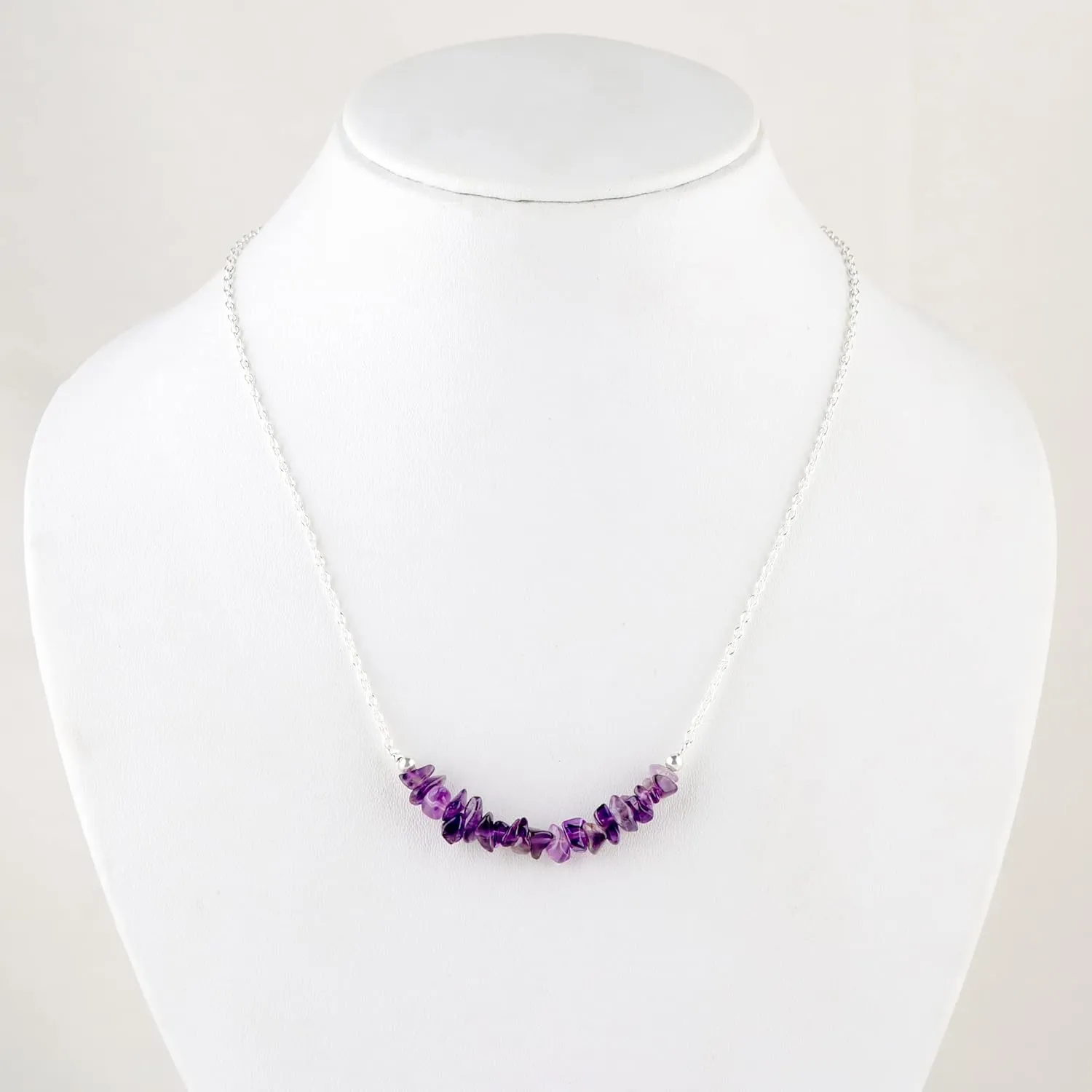 Gempires Purple Amethyst Crystal Necklace February Birthstone Gifts Hypoallergenic 18 Inch Silver Plated Jewelry For Women