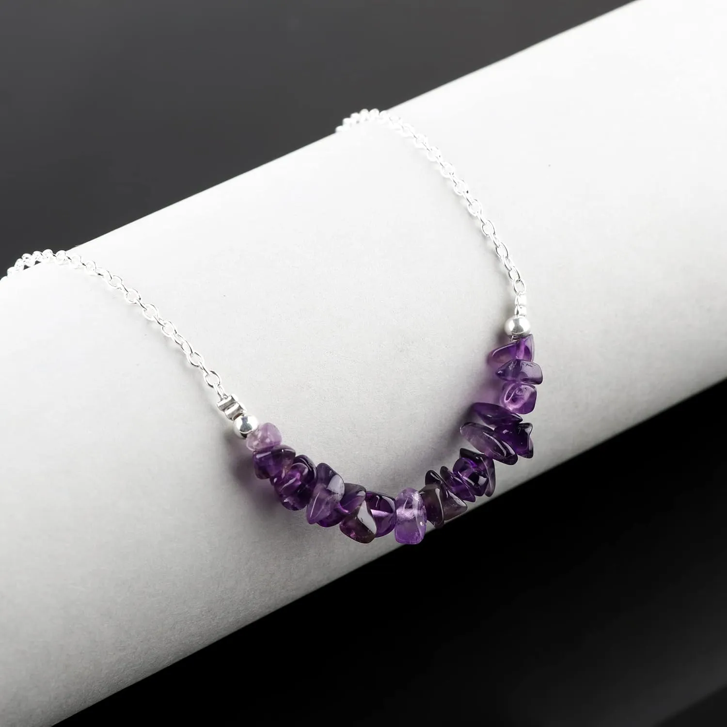 Gempires Purple Amethyst Crystal Necklace February Birthstone Gifts Hypoallergenic 18 Inch Silver Plated Jewelry For Women