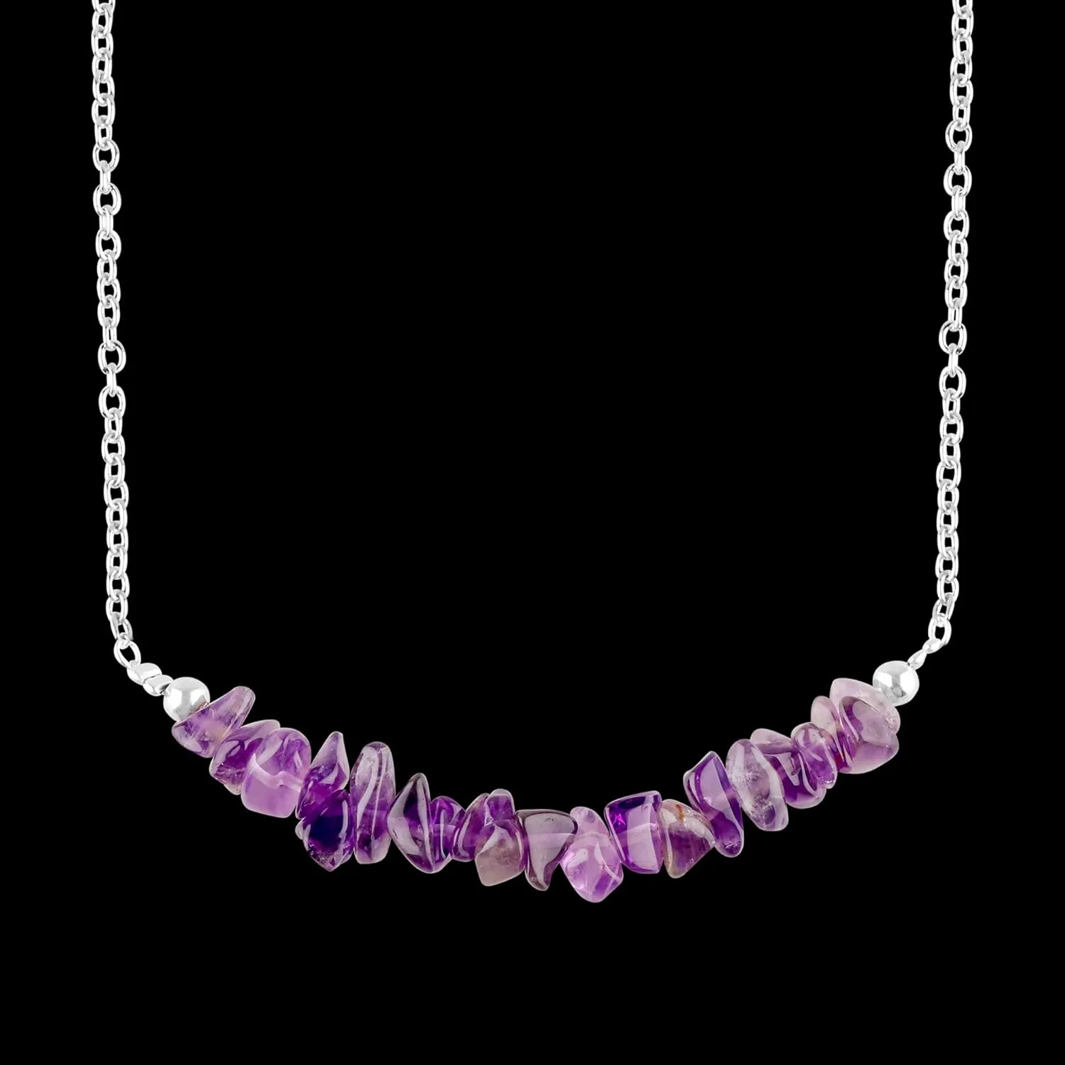 Gempires Purple Amethyst Crystal Necklace February Birthstone Gifts Hypoallergenic 18 Inch Silver Plated Jewelry For Women