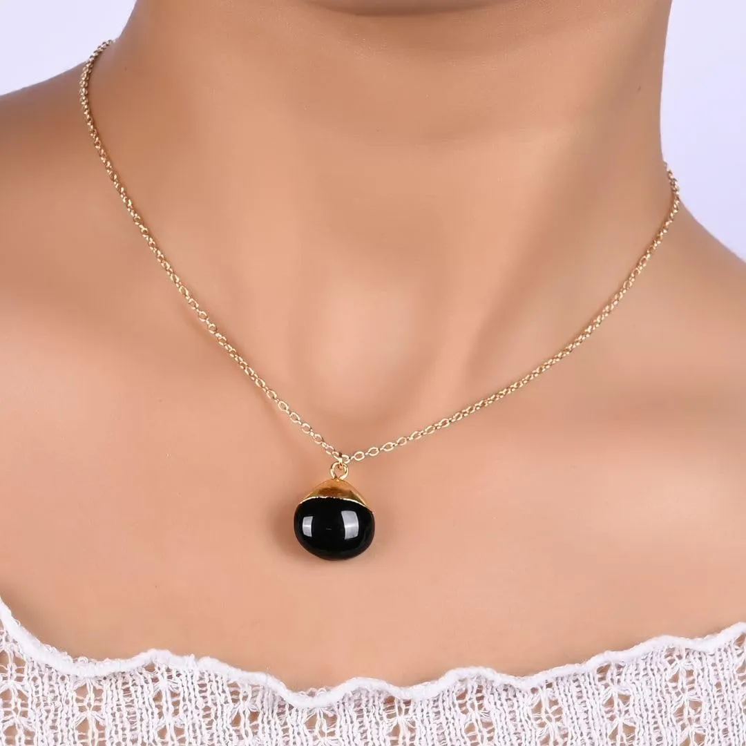 Gempires Rainbow Moonstone Gemstone Pendant Necklace June Birthstone Handmade Jewelry Hypoallergenic 18 Inch Gold Plated Handmade Teardrop Necklaces