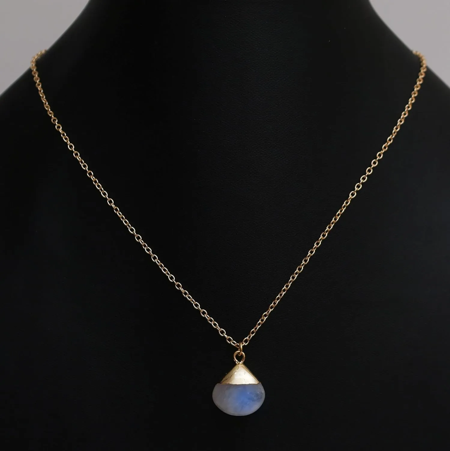 Gempires Rainbow Moonstone Gemstone Pendant Necklace June Birthstone Handmade Jewelry Hypoallergenic 18 Inch Gold Plated Handmade Teardrop Necklaces