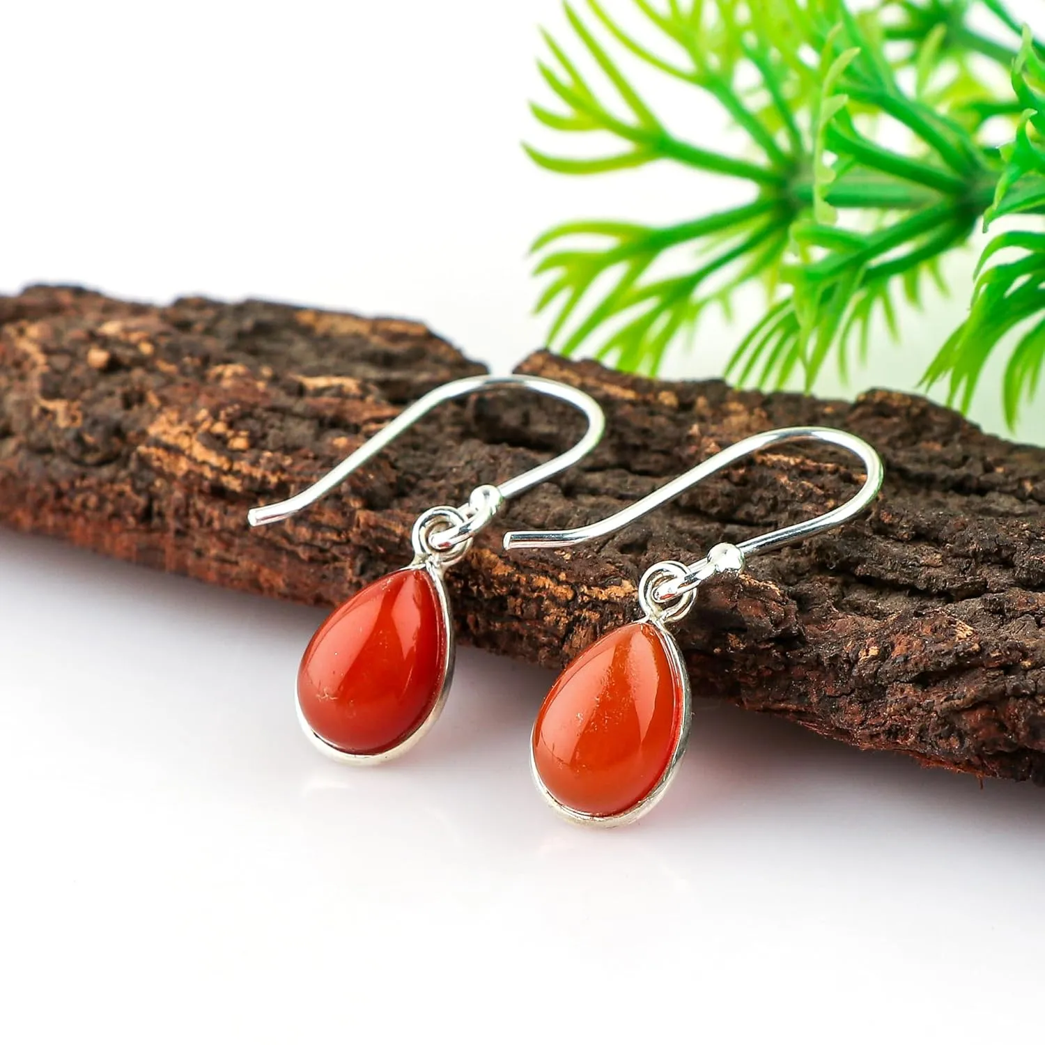 Genuine Orange Carnelian Pear Shape Gemstone Dangling Earring, 925 Sterling Silver Designer Earrings, Boho Handmade Jewelry, Birthstone, Elegant Statement Girls Earring, Wedding Gift