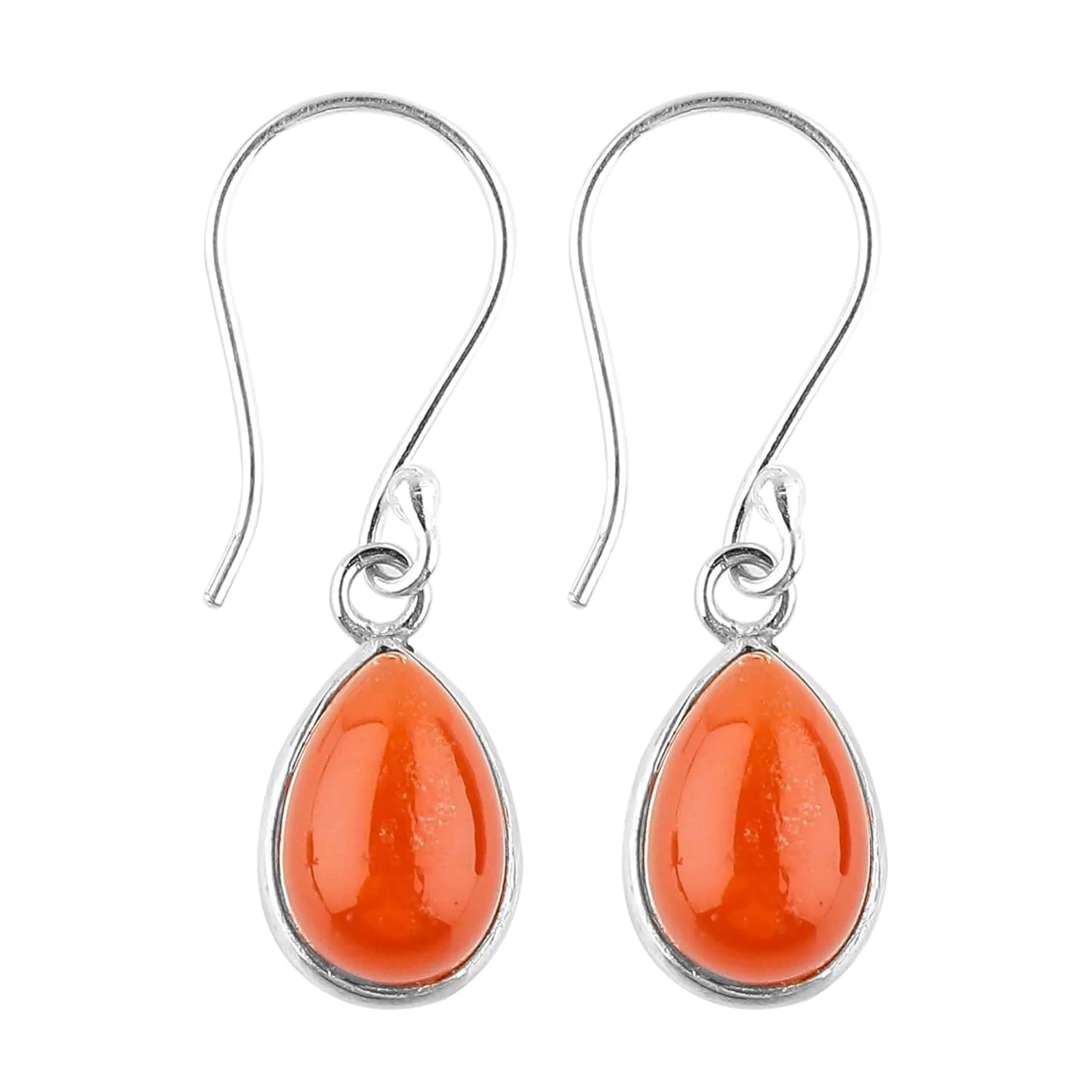 Genuine Orange Carnelian Pear Shape Gemstone Dangling Earring, 925 Sterling Silver Designer Earrings, Boho Handmade Jewelry, Birthstone, Elegant Statement Girls Earring, Wedding Gift