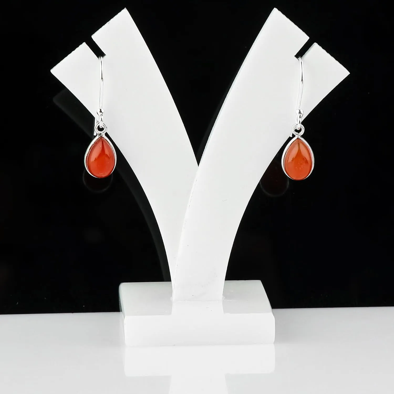 Genuine Orange Carnelian Pear Shape Gemstone Dangling Earring, 925 Sterling Silver Designer Earrings, Boho Handmade Jewelry, Birthstone, Elegant Statement Girls Earring, Wedding Gift