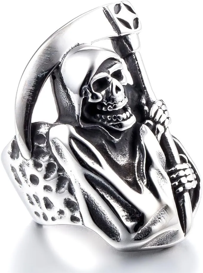Genuine Stainless Steel Ring Jewelry for Men Fashion Punk Biker Skull Rings