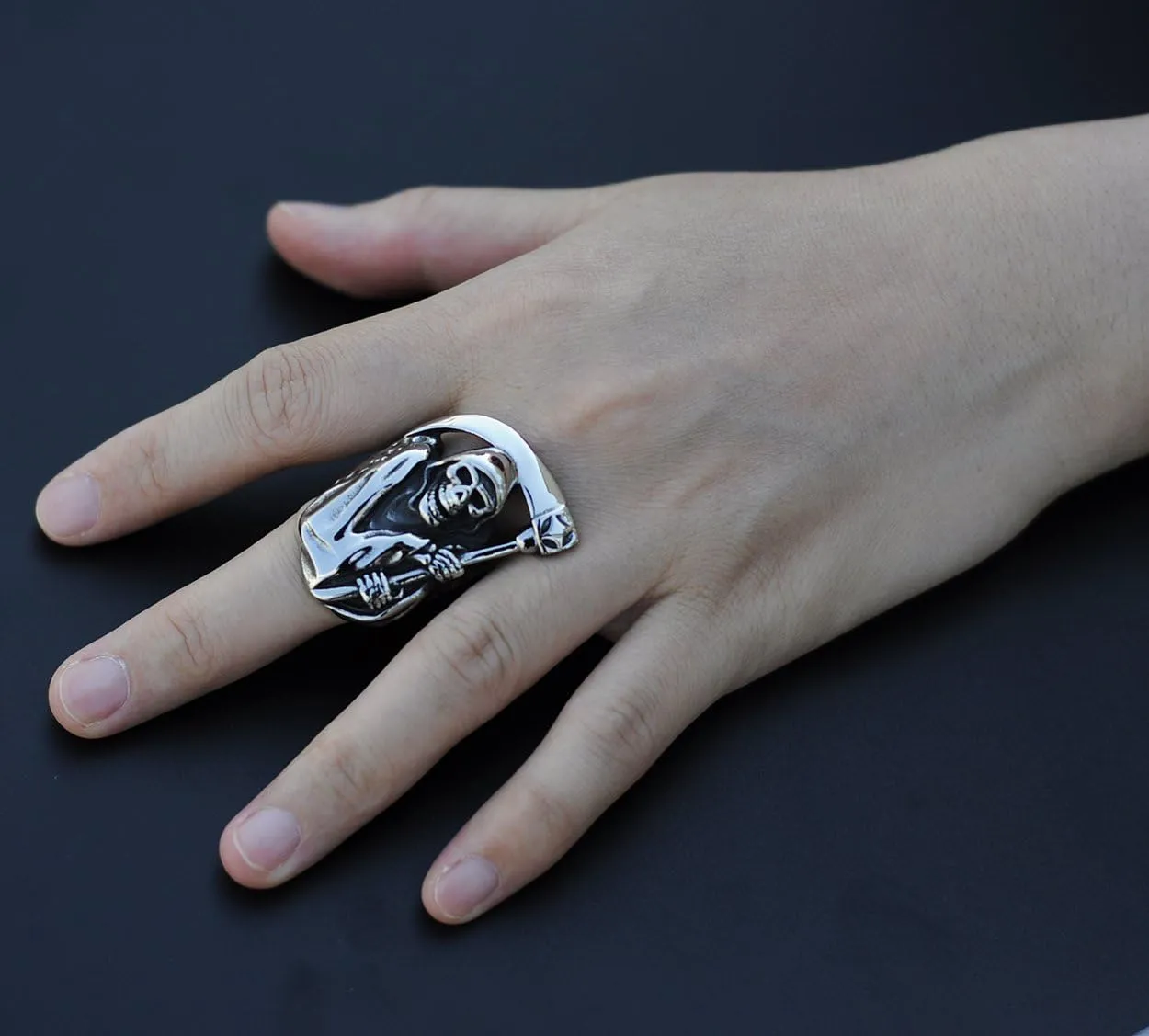 Genuine Stainless Steel Ring Jewelry for Men Fashion Punk Biker Skull Rings