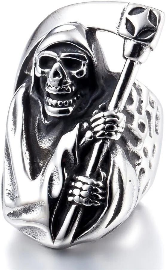 Genuine Stainless Steel Ring Jewelry for Men Fashion Punk Biker Skull Rings