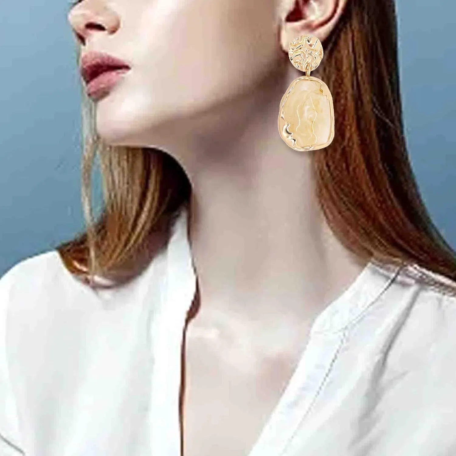Geometric Statement Earrings Resin Druzy Stone Drop Earrings Irregular Faux Crystal Dangle Earring Jewelry for Women Gift