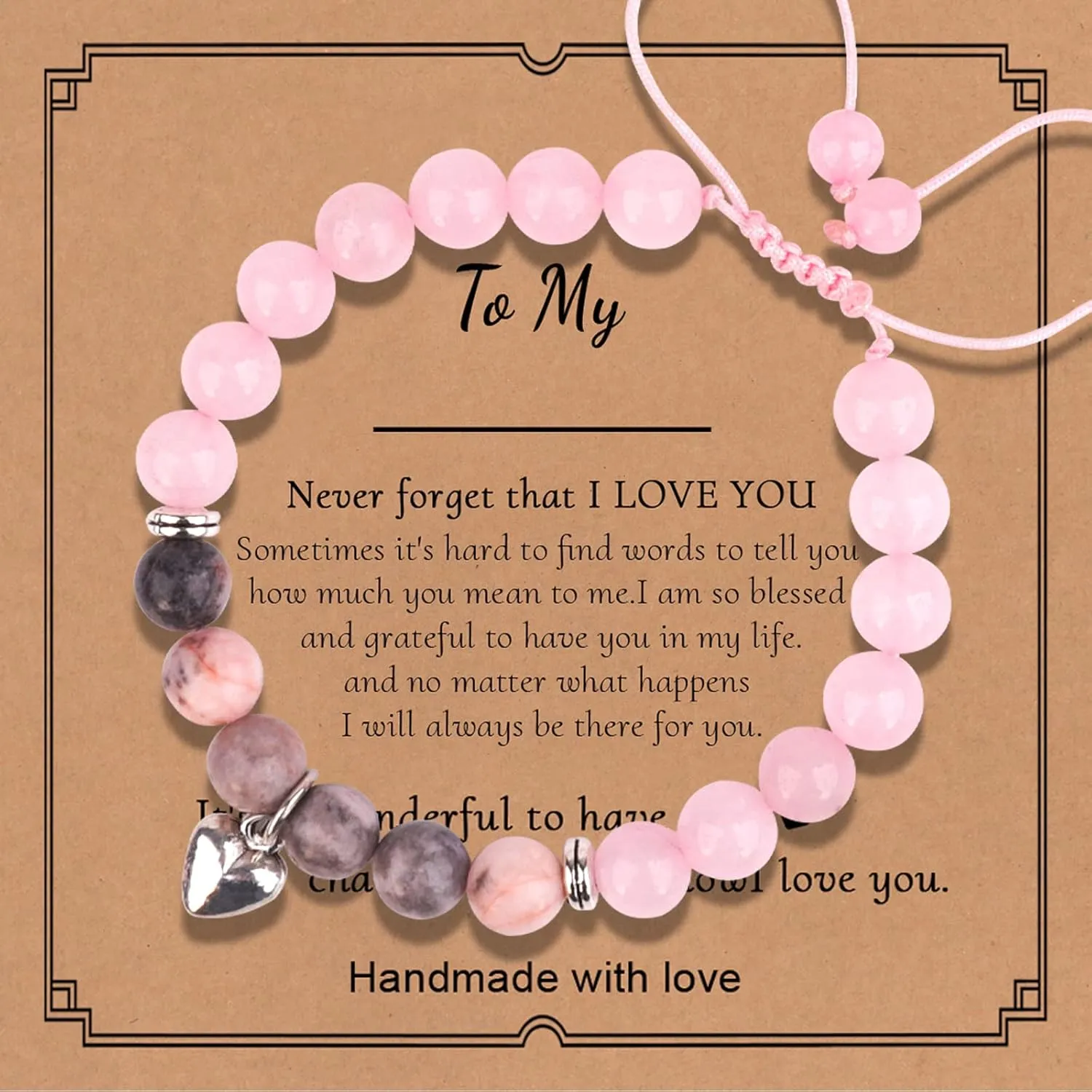 Gifts for Mom from Daughter,Natural Stone Bracelets for Mom,Birthday Christmas Valentines Mothers Day Gifts With Card, Mother Daughter Bracelets