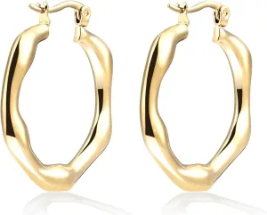 Gilmz Gold/Silver Hoop Earrings for Women,14K Gold Plated Chunky Huggie Hoop Earring Lightweight,Thick Hoops Earring Hypoallergenic