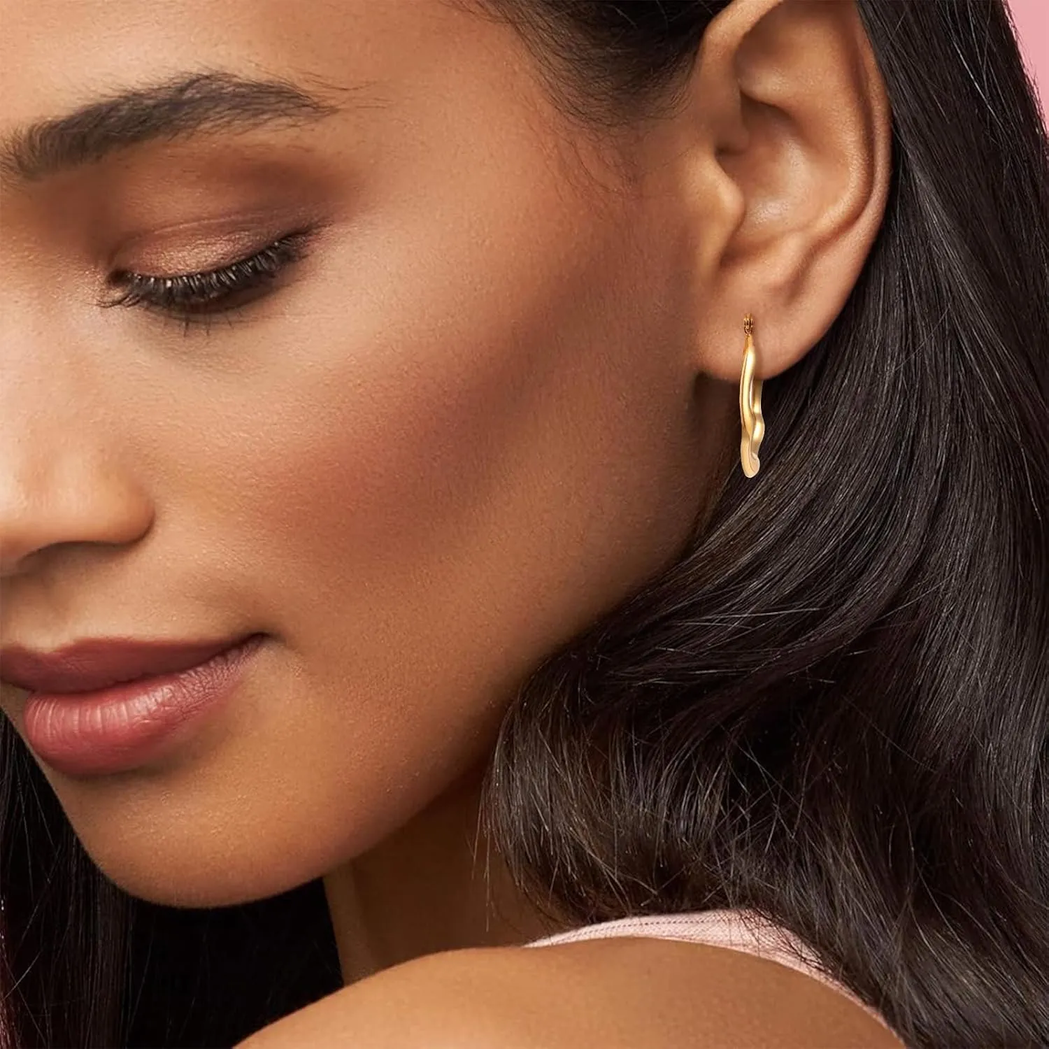 Gilmz Gold/Silver Hoop Earrings for Women,14K Gold Plated Chunky Huggie Hoop Earring Lightweight,Thick Hoops Earring Hypoallergenic