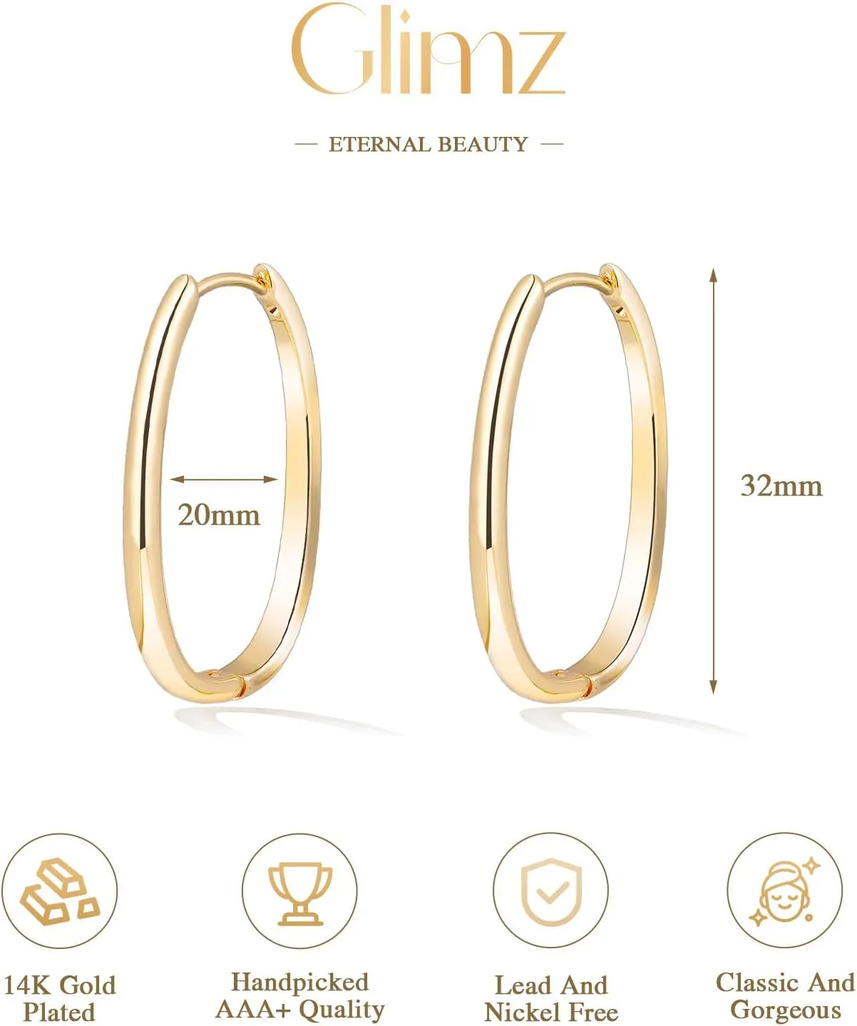 Gilmz Gold/Silver Hoop Earrings for Women,14K Gold Plated Chunky Huggie Hoop Earring Lightweight,Thick Hoops Earring Hypoallergenic