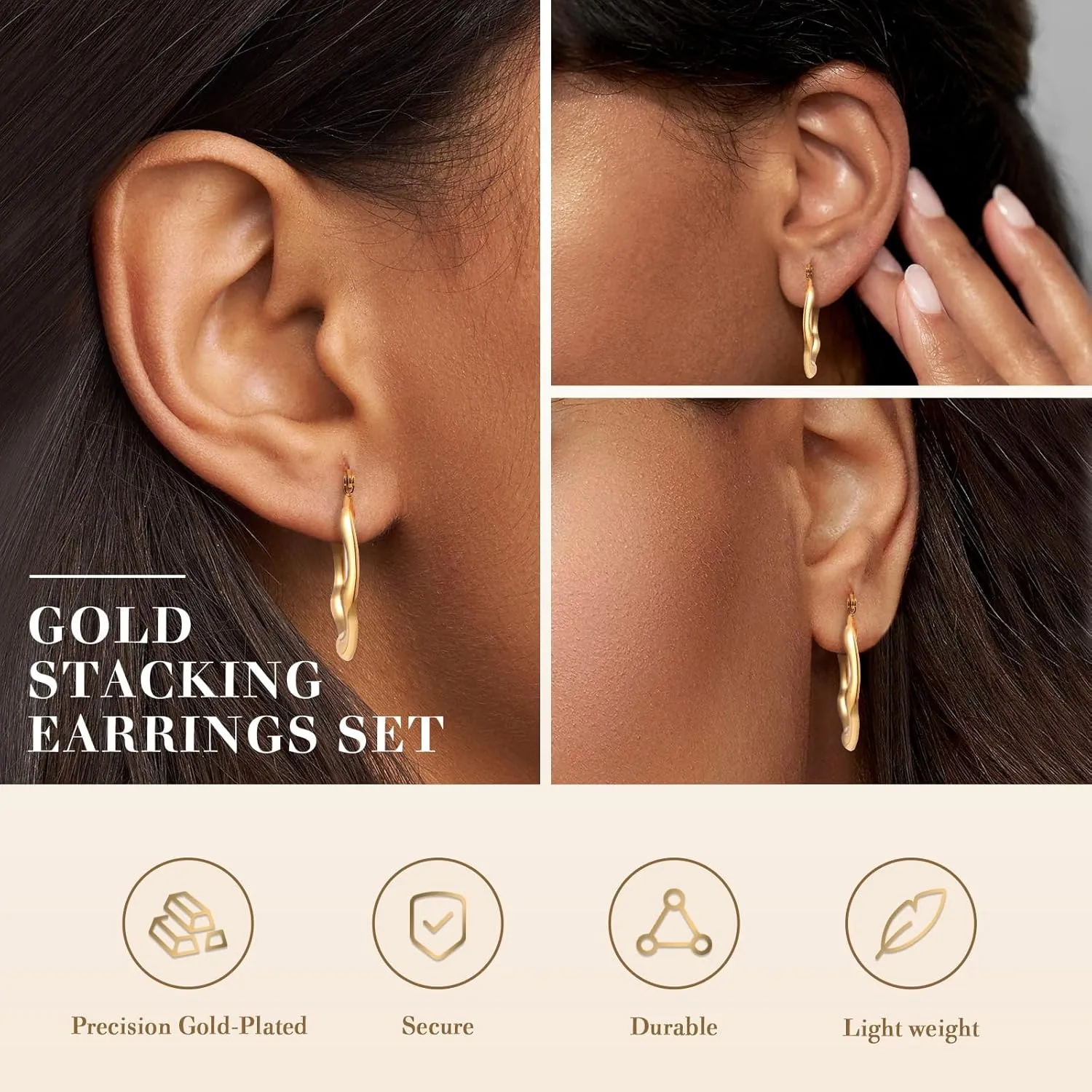 Gilmz Gold/Silver Hoop Earrings for Women,14K Gold Plated Chunky Huggie Hoop Earring Lightweight,Thick Hoops Earring Hypoallergenic